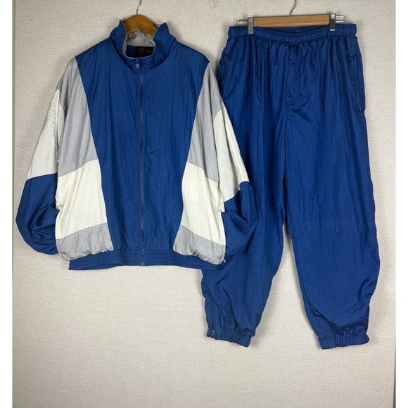 Roundtree & Yorke Other - Vtg 90s Tracksuit Mens L SET Full Zip Jacket Pants Blue Blokecore Streetwear